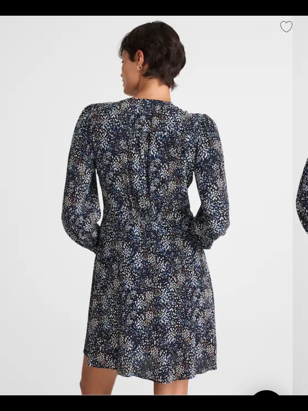 Super Flattering!! Floral V-Neck Long Sleeve Mini Dress - Navy - Picture 3 of 3